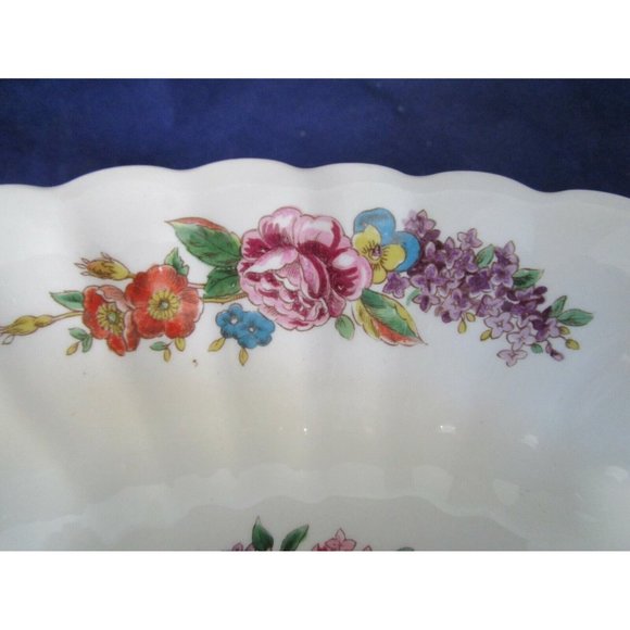 Limoges American Wales Pattern Oval Serving Bowl Floral Medallion Scalloped Rim - Picture 2 of 10